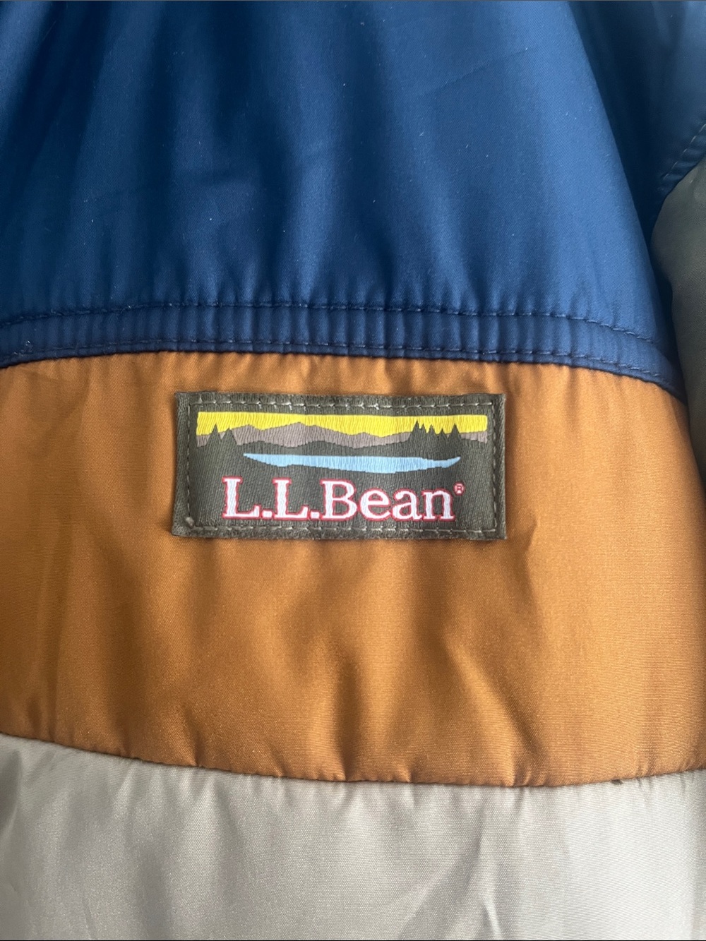 L.L. Bean Olive, Blue & Tan Colorblock Puffer Jacket - Picture 3 of 4